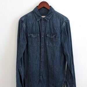 Allsaints Men's Dark Denim Shirt in Size M